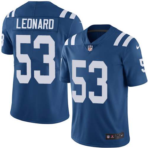 Nike Colts #53 Darius Leonard Royal Blue Team Color Men's Stitched NFL Vapor Untouchable Limited Jersey - Click Image to Close